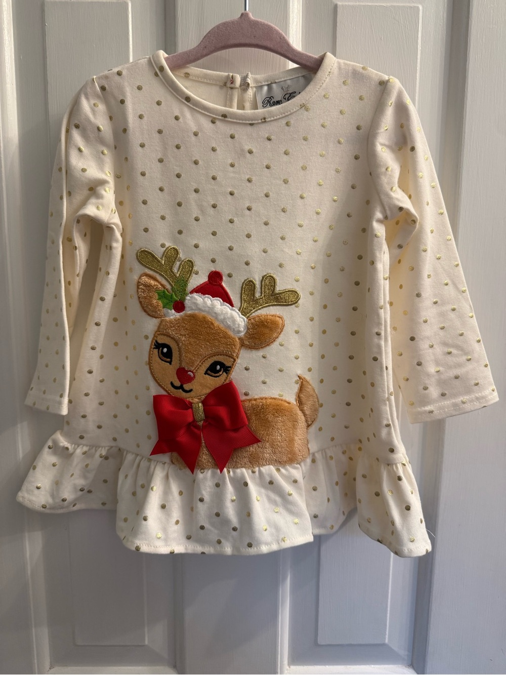 Rare Editions Girls Christmas Reindeer 2 Piece Outfit Set 18M Holiday